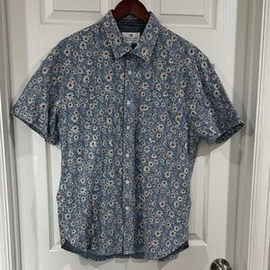 Men's Floral Button-Down Shirt, Size L